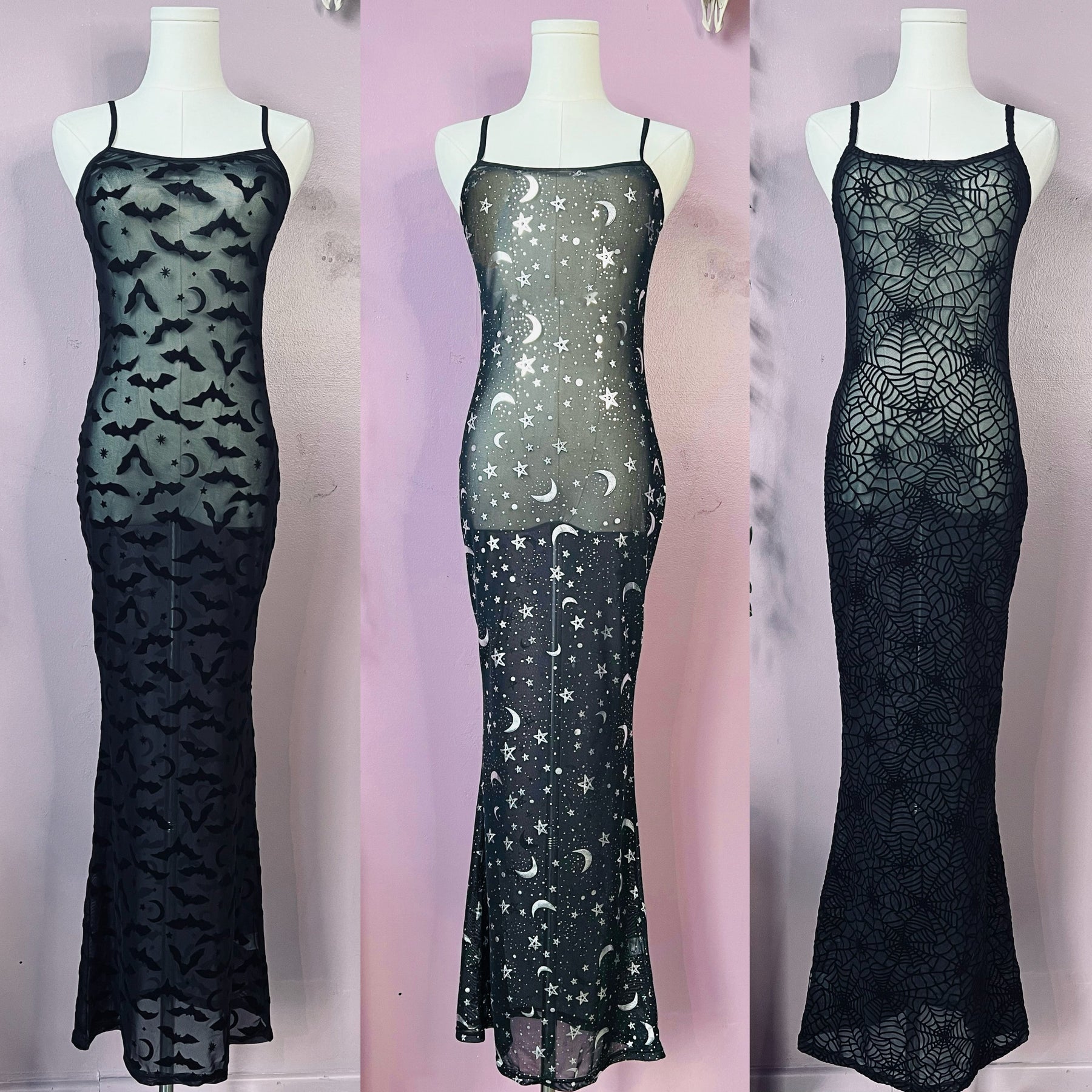 sheer spiderweb dress Dolls Kill x Elvira Sheer Mesh Spider Web Maxi Dress Sexy