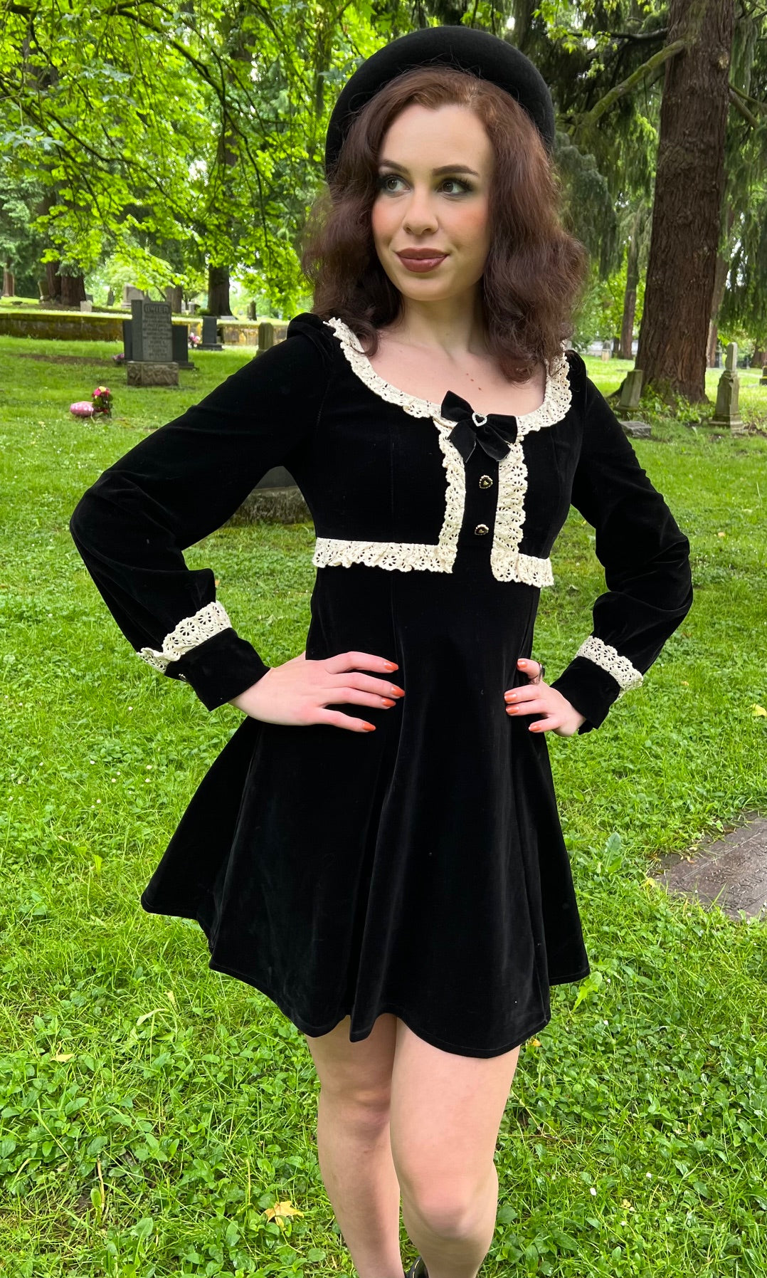 Sabrina - Luscious 60s style Velvet mini dress Small Sabrina - Luscious 60s style Velvet mini dress Small