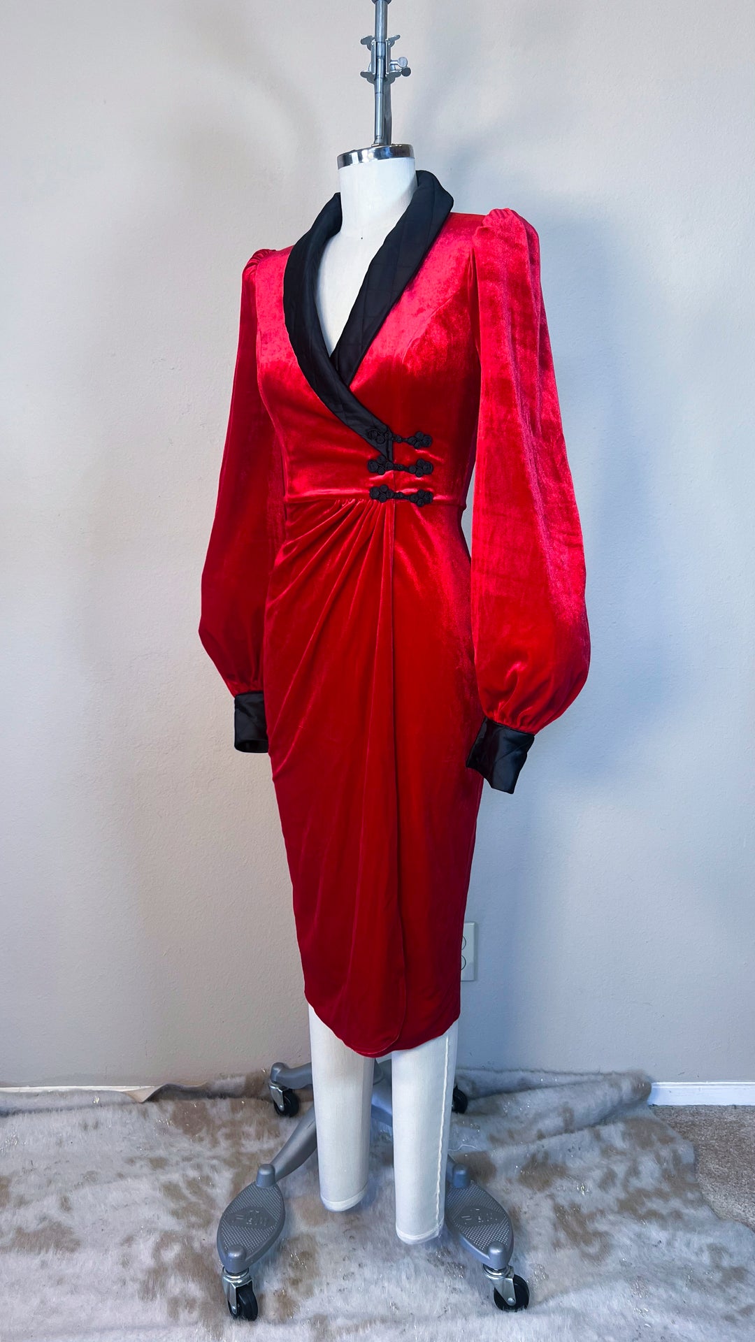 velvet high waist shirt smock dress Velvet Shirtdress - Black Silk Velvet main image 1