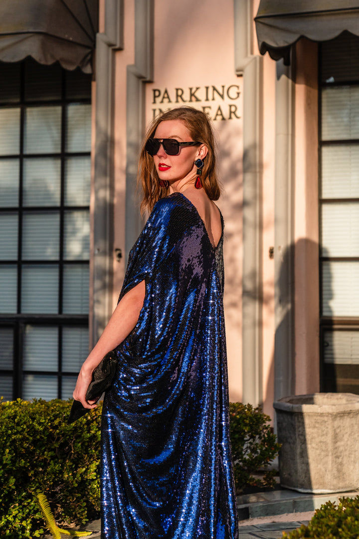 Night Sapphire Sequin Caftan Kaftan Dress ElleRebel Night Sapphire Sequin Caftan Kaftan Dress ElleRebel